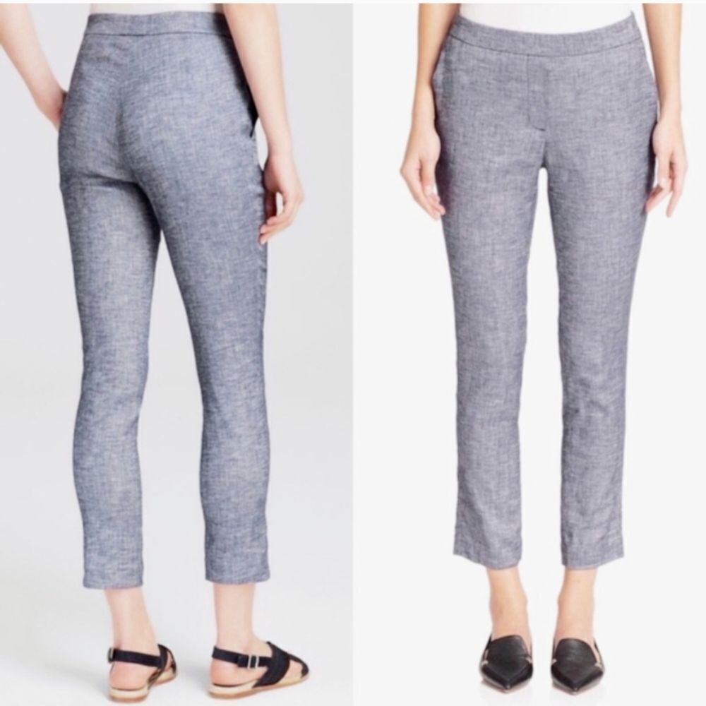 Theory Thaniel Slim Cropped Chambray Pants